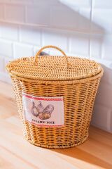 Acar 7867 Nomad Kapaklı Hasır Patates & Soğan Sepeti Krem