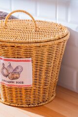 Acar 7867 Nomad Kapaklı Hasır Patates & Soğan Sepeti Krem