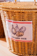 Acar 7867 Nomad Kapaklı Hasır Patates & Soğan Sepeti Krem