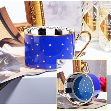 Kosova Puantiyeli Lacivert Porselen Kupa 245