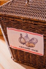 Acar 7868 Nomad Kare Kapaklı Hasır Patates & Soğan Sepeti Kahverengi