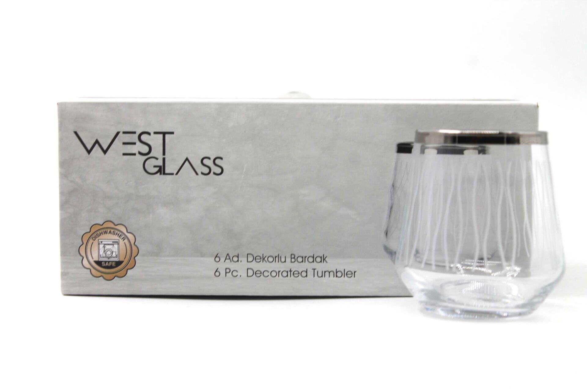 WestGlass W420202LP Allegra Line Desen Platin Kaplama Kahve Yanı Su Bardağı