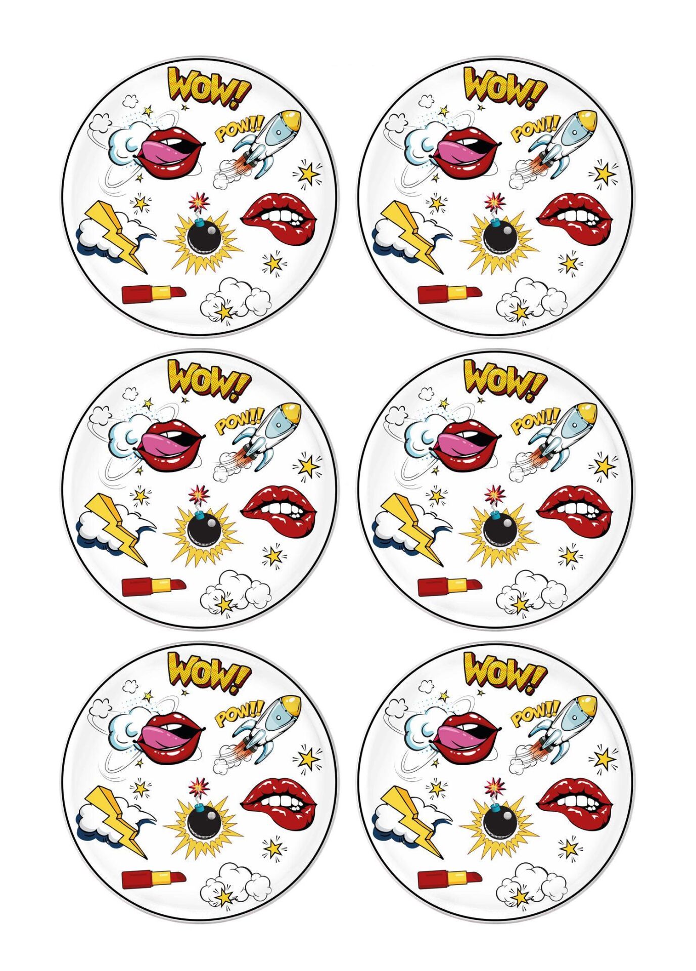 The Mia POP051 Popart Servis Tabağı 6 Lı Set - 26 cm