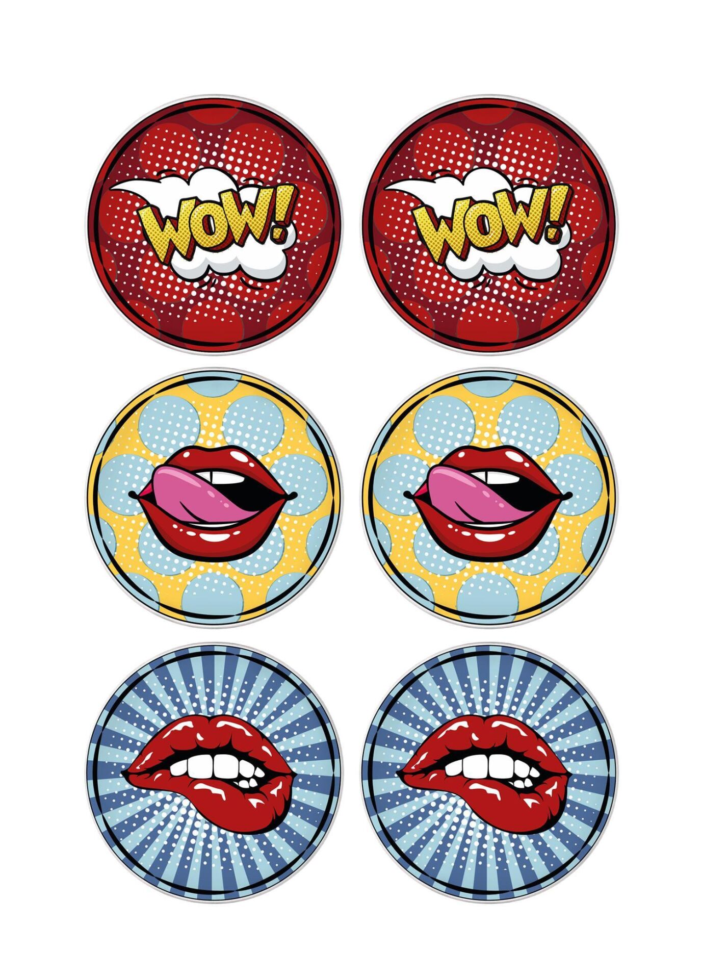 The Mia POP050 Popart Lips Pasta Tabağı 6 Lı Set - 19 cm