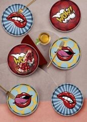 The Mia POP050 Popart Lips Pasta Tabağı 6 Lı Set - 19 cm