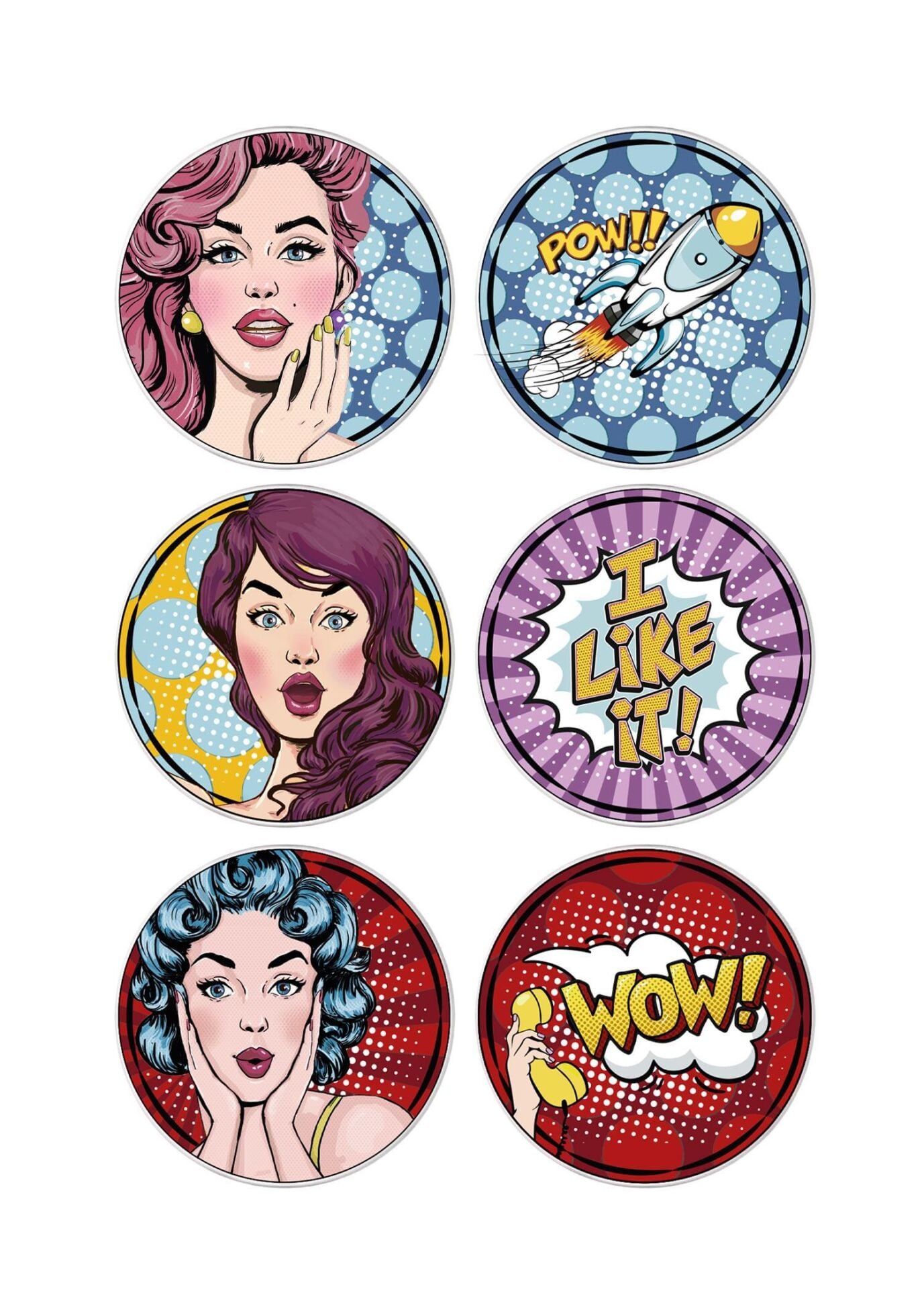 The Mia POP049 Popart Girls Pasta Tabağı 6 Lı Set - 19 cm