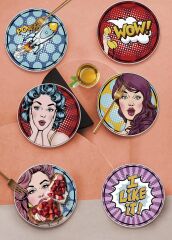 The Mia POP049 Popart Girls Pasta Tabağı 6 Lı Set - 19 cm