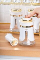 Acar 5645 Darla Standlı 8 Parça Cam Baharat Seti - Beyaz