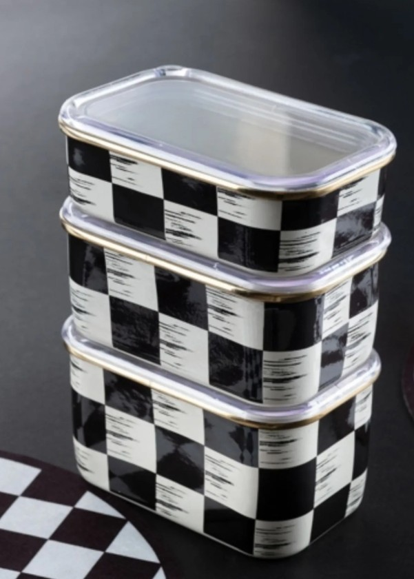 Acar 247 Qualita King Emaye 3 lü Dikdörtgen Saklama Kabı