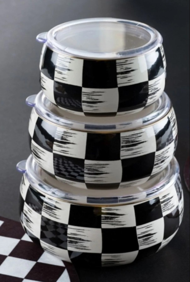 Acar 236 Qualita King Emaye 3 lü Yuvarlak Saklama Kabı