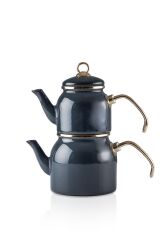 Acar 5755 Qualita Maya Mini Emaye Çaydanlık Takımı - Gri