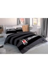 Taç Lisanslı Beşiktaş Striped Çift Kişilik Nevresim Takımı