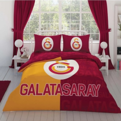 Taç Lisanslı Galatasaray Parçalı Logo Çift Kişilik Nevresim Takımı