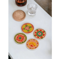 The Mia BRK0132 Fiore 4 Lü Taş Bardak Altlığı Yuvarlak 11 Cm