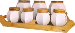 Acar 9168 7 Li Bambu Standlı Porselen Baharat Takımı