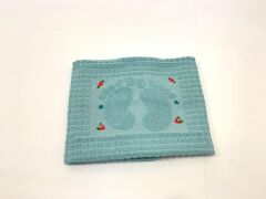 Nakışlı Ayak Havlusu Mavi