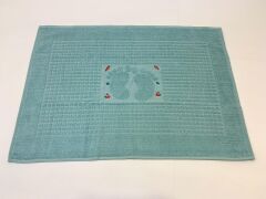 Nakışlı Ayak Havlusu Mavi