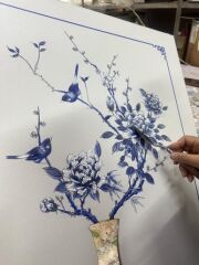 The Mia TBL0093 Blue Blanc Tablo 64x90x4 Cm