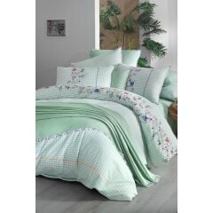 Sarev Eva Bella V5 Yeşil Pike Setli Nevresim Takımı Çift Kişilik