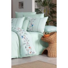 Sarev Eva Bella V5 Yeşil Pike Setli Nevresim Takımı Çift Kişilik