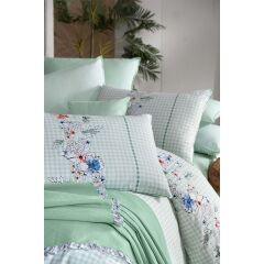 Sarev Eva Bella V5 Yeşil Pike Setli Nevresim Takımı Çift Kişilik