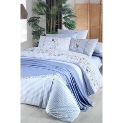 Sarev Eva Bella V4 Mavi Pike Setli Nevresim Takımı Çift Kişilik