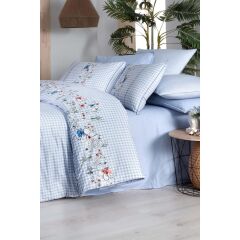 Sarev Eva Bella V4 Mavi Pike Setli Nevresim Takımı Çift Kişilik