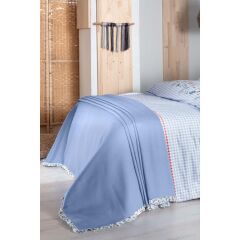 Sarev Eva Bella V4 Mavi Pike Setli Nevresim Takımı Çift Kişilik