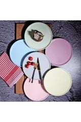 Kosova UNS-0204 Seramik 6 Lı Nordıc Renkli Pasta Tabağı 22 CM