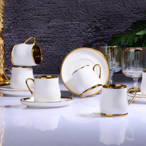 Kosova İST-123 Porselen White 6 Lı Kahve Fincan Seti 90 CC