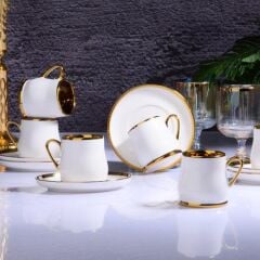 Kosova İST-123 Porselen White 6 Lı Kahve Fincan Seti 90 CC