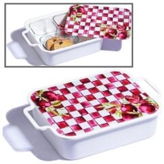 Kosova KHV-120 Melamin 4 Lü Cam Kahvaltılık Kırmızı Narlı