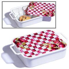 Kosova KHV-120 Melamin 4 Lü Cam Kahvaltılık Kırmızı Narlı