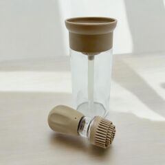 Silikon Hazneli Fırçalı Yağlık 300 ml Bej