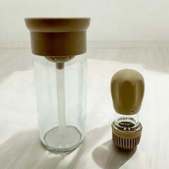 Silikon Hazneli Fırçalı Yağlık 300 ml Bej