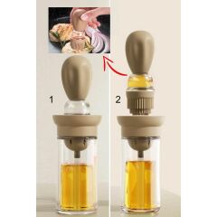 Silikon Hazneli Fırçalı Yağlık 300 ml Bej