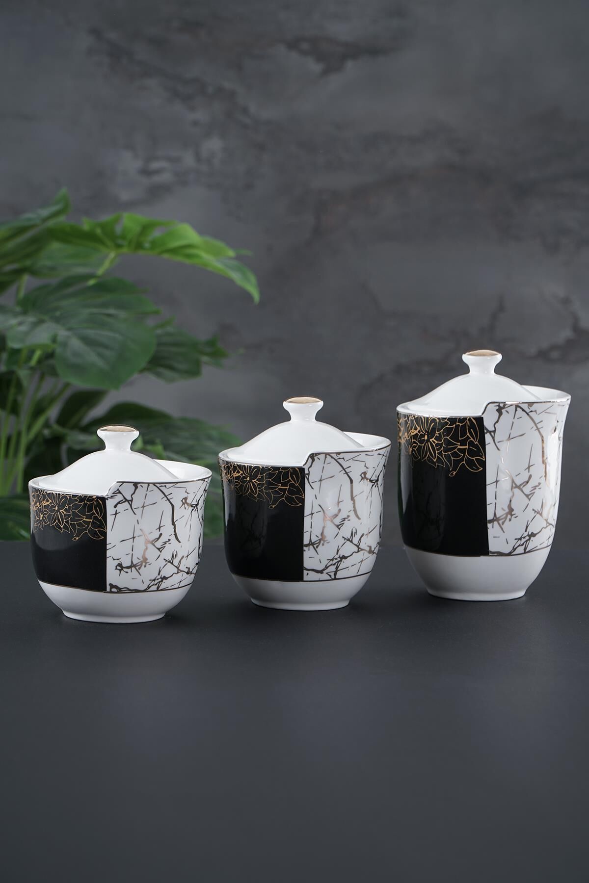 Acar 11686 Marlena 3lü Porselen Baharat Takımı