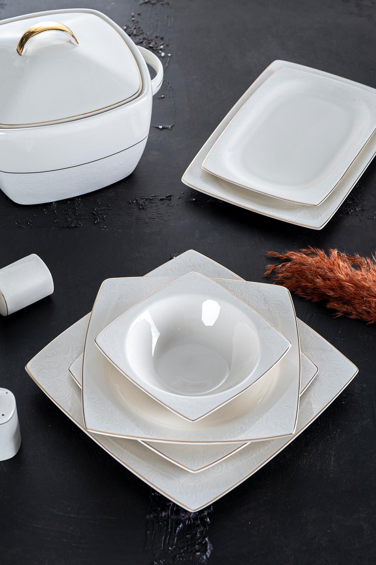 Acar 21-0354 Henna 60 Parça Bone China Yemek Takımı