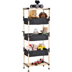 Kosova SEO-5003 Ahşap 3 Katlı  Kumaş Sepetli Raf (120*50*28)