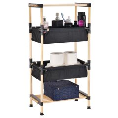 Kosova SEO-5002 Ahşap 2 Katlı  Kumaş Sepetli Raf (89*50*28)