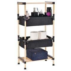 Kosova SEO-5002 Ahşap 2 Katlı  Kumaş Sepetli Raf (89*50*28)